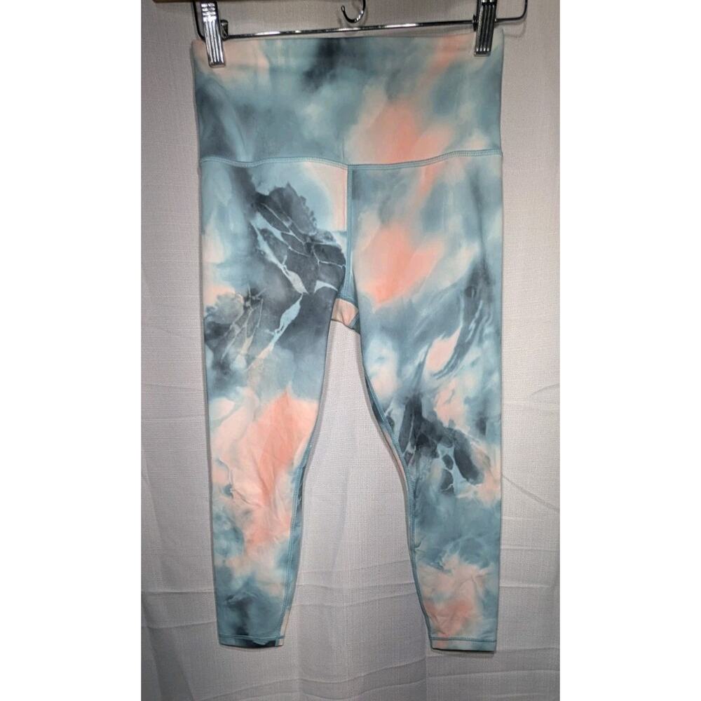 Athleta Women's Elation 7/8 Tights in Marine Minimalist Tie-Dye Print Size‎ S